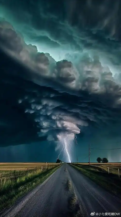 山东龙卷风##山东网友拍下龙卷风伴闪电