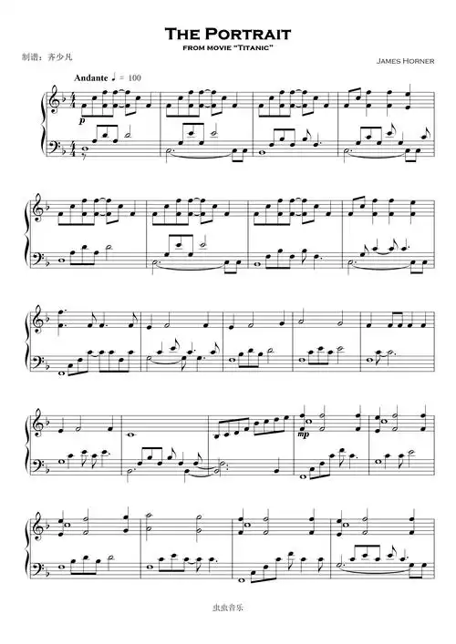 画像the portrait 泰坦尼克号插曲钢琴谱-老齐-虫虫钢琴