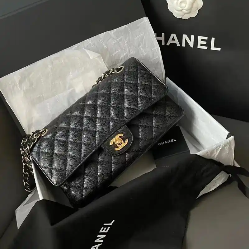 chanel香奈儿cf中号黑金荔枝链条包单肩斜挎包 - 抖音