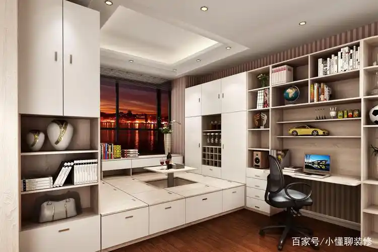 3,u型布局书柜型书房