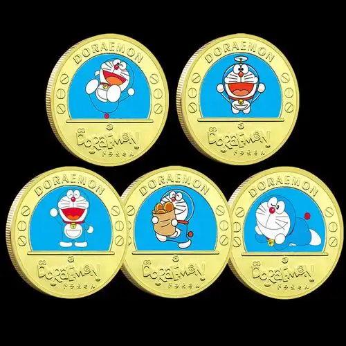 日本经典动漫币 哆啦a梦 漫画 金色金属纪念币 纪念章 儿童礼物