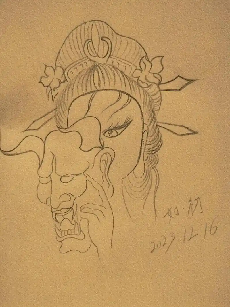 艺伎班诺绘画作品.#简笔画 #简笔画教程 #艺伎手稿 - 抖音