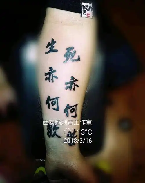 生亦何欢死亦何苦纹身图片字符纹身图案