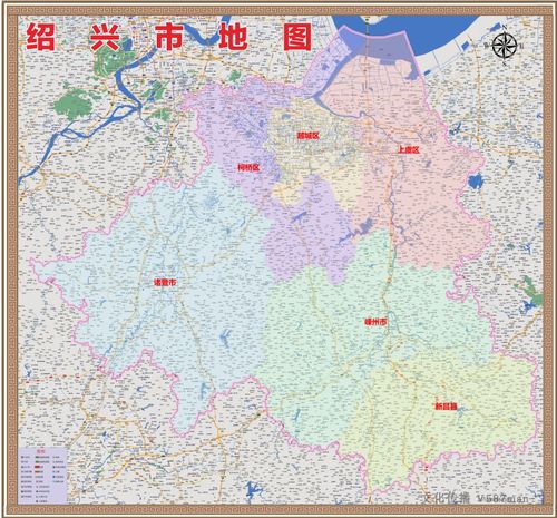 2019年浙江省绍兴市百度版地图柯桥越城上虞区诸暨嵊州市新昌县