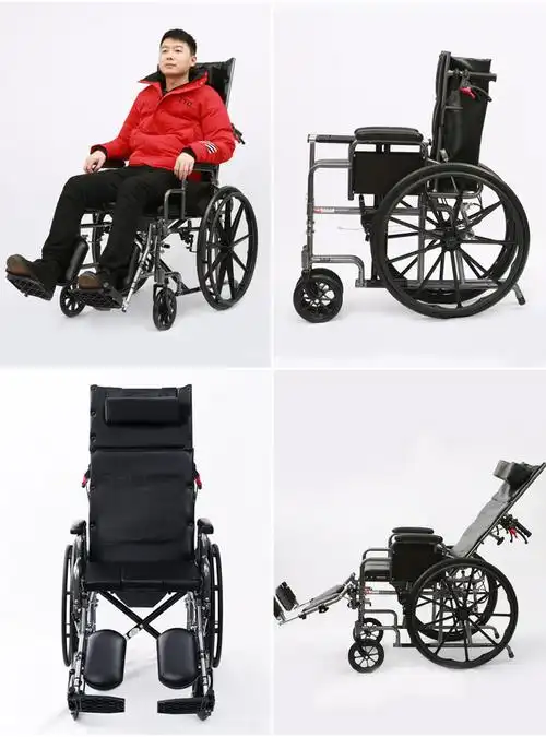 手推老人代步可孚全躺轮椅折叠轻便多功能残疾人助行器器械