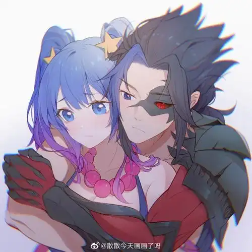 参考例图英雄联盟凯隐x琴女的情侣头像,完成度不需要很高,想要凯隐很