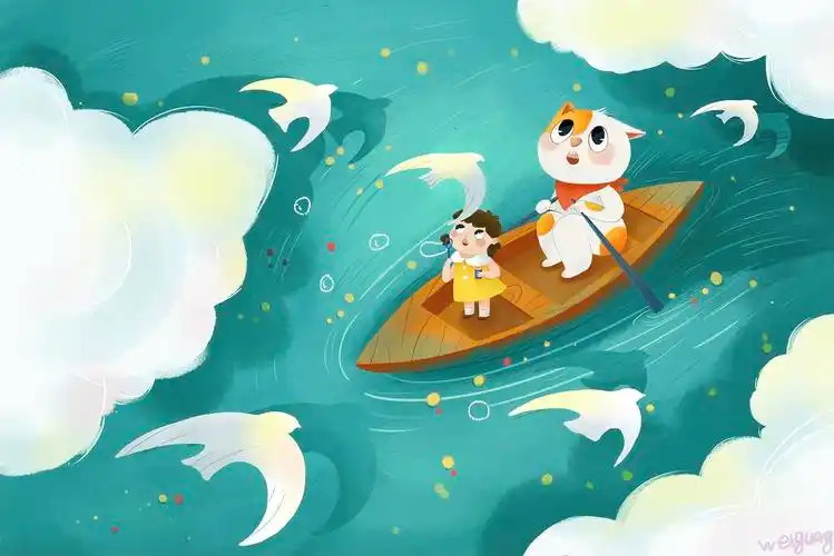 划船的大猫咪|插画|儿童插画|微光rr - 临摹作品 - 站酷 (zcool)