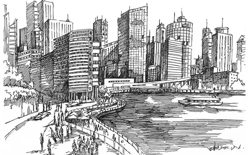 速写城市高楼大厦的画法 从起稿到完成,新手必备