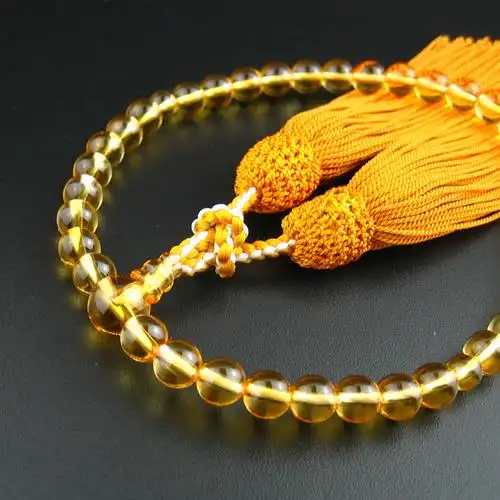 妙莲莲花日本念珠参拜寺院女用手持佛珠黄水晶佛珠手链