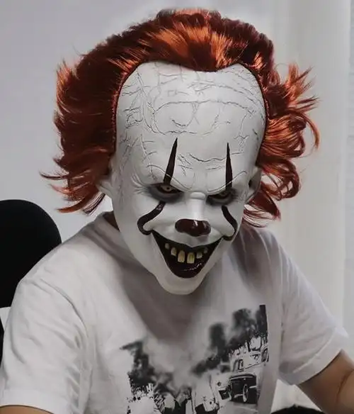 joker小丑面具微笑恐怖男全脸cos套头面具万圣节抖音网红小丑回魂头套