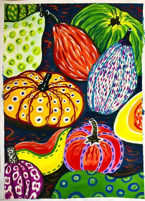 色彩装饰画南瓜水粉画