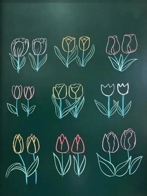 粉笔画37郁金香