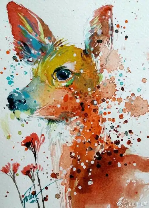 水彩画欣赏,小动物们