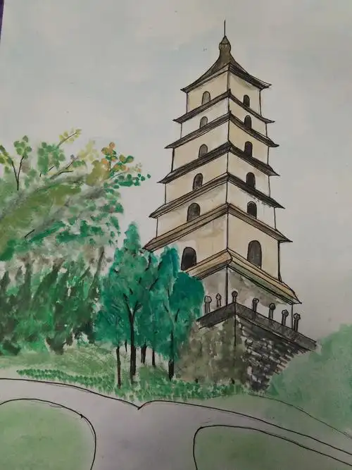 【水彩】建筑――大雁塔(完整过程版) - 简书