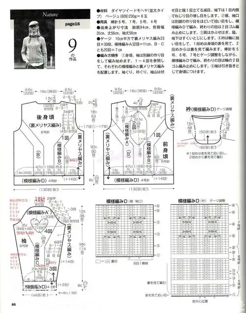 编织教程 志田款云绒叁柒女士棒针绞花毛衣 小提示:因为我的小样密度