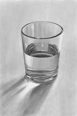 素描静物单体:透明玻璃杯素描画