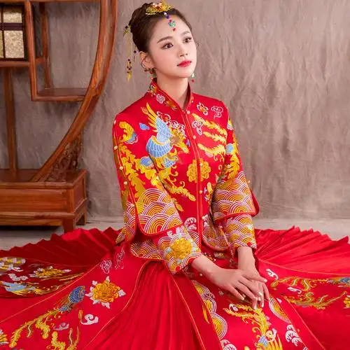 秀禾服新娘夏季中式婚纱2018新款结婚礼服古装薄款秀格服龙凤褂