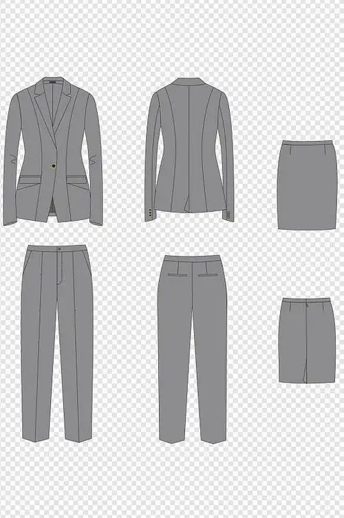 西裤服装女西服款式图图免扣元素