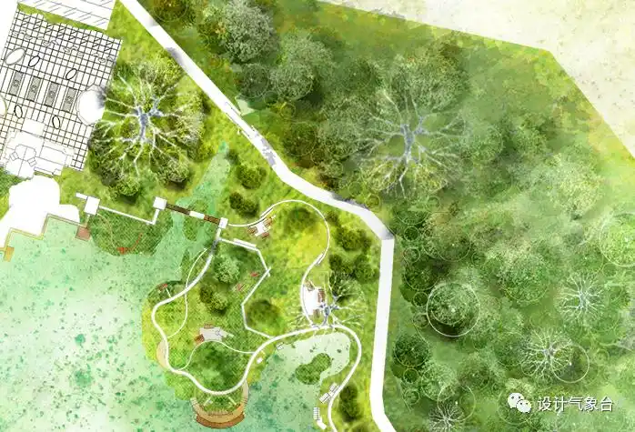 课程绘制案例,讲师原创作品关键词公园彩平图,大尺度空间,中尺度