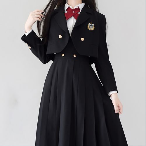 护奶裙jk制服长裙秋冬季正版原创套装红色学院风基础款全套连衣裙