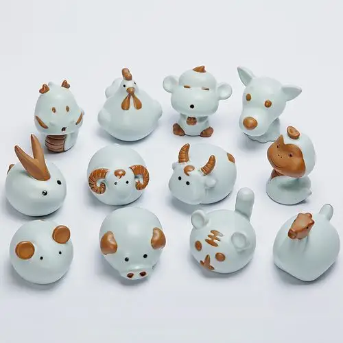描金陶瓷十二12生肖摆件鼠牛虎兔龙蛇马羊猴鸡狗猪工艺品招财风水