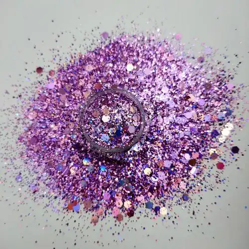 镭射浅桃红六角混合 玻璃工艺文具礼品金葱粉 皮革印刷装饰亮片