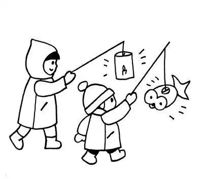 小孩闹花灯的简笔画