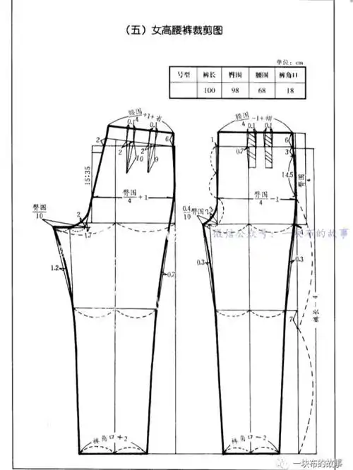 女士高腰裤裁剪图