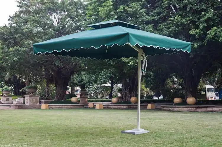 户外遮阳伞 铝合金单边侧边室外摆摊岗亭庭院2.1米墨绿色方形遮阳伞