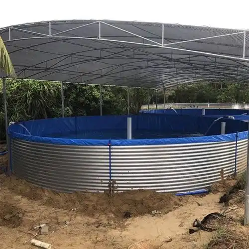 帆布池养鱼效果既然这么好高密度养虾镀锌板鱼池帆布蓄水池