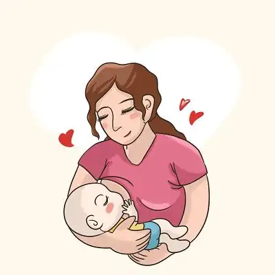 妈妈母亲母乳喂养卡通母乳节素材元素