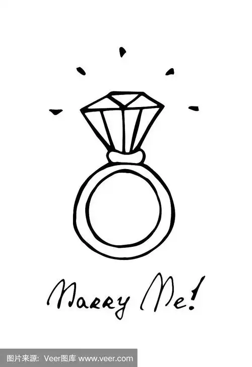 钻石形,戒指,蜜月,可爱的,线条