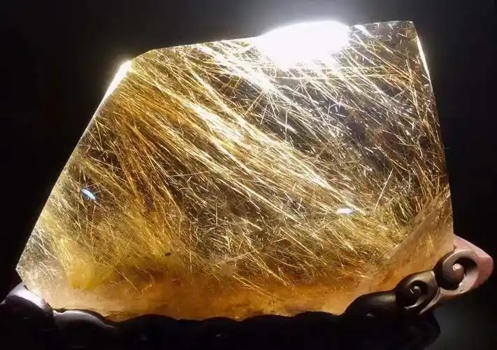 君政寻然珠宝天然金发晶钛晶花原石原矿标本水晶簇资料库半宝石家居