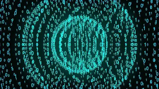 二进制,大小二进制数字段计算机生成3d翻譯带有数字的二进制代码背景