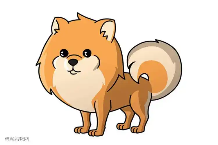 步骤10:为您的卡通博美犬上色.