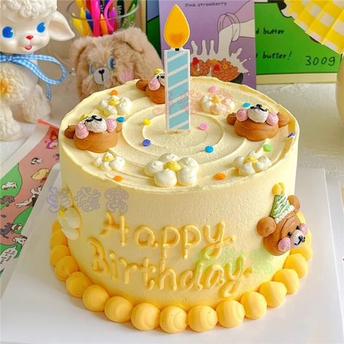 ins风生日蛋糕可爱小熊蛋糕手绘送女孩闺蜜全国同城配送 a款 6英寸