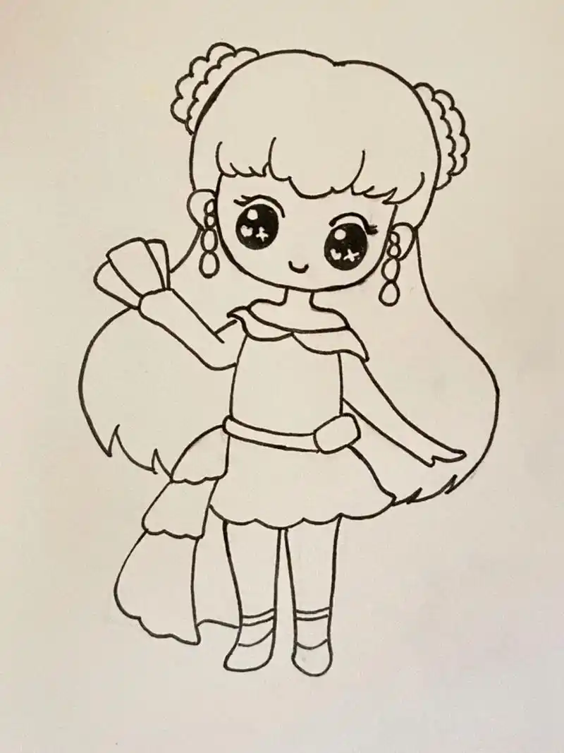 42.叶罗丽齐娜简笔画(附详细过程图) 临摹:卡通小艾