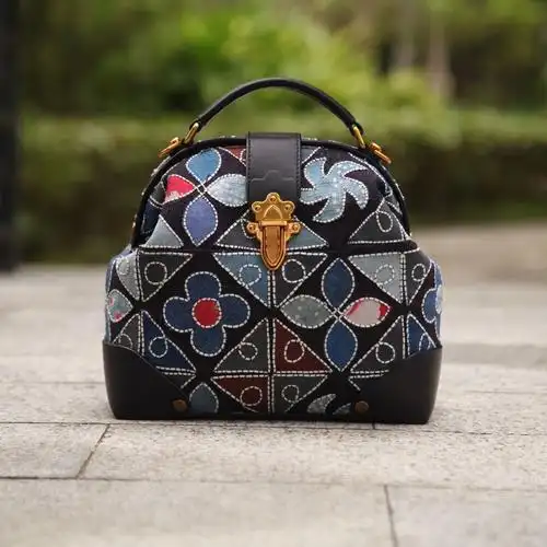 女中手提包单肩斜挎手袋布依族贴布绣非遗文创蝉游记原创时尚国风