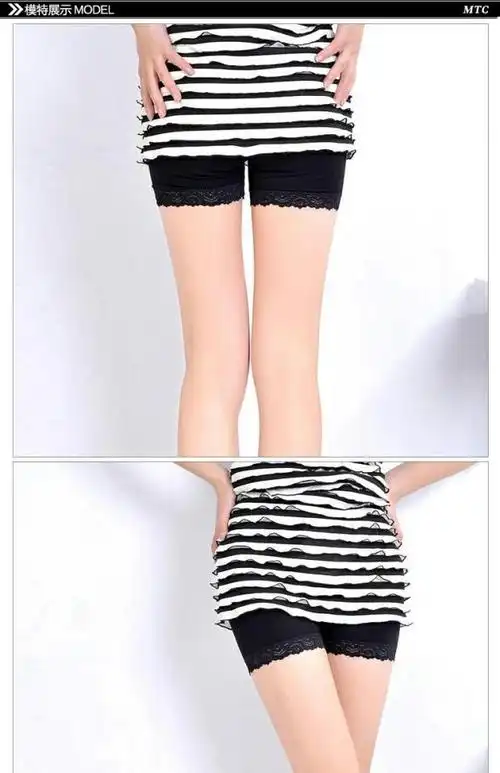 包邮莫代尔打底裤夏季女薄款安全裤防走光蕾丝三分大码抹胸套装
