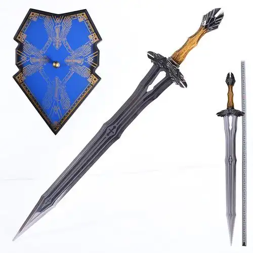 魔戒指环王霍比特人3之五军之战索林橡木盾手持剑武器道具未开刃