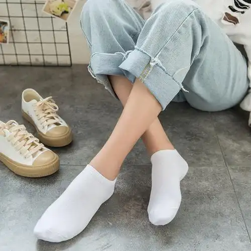 5双白色短袜浅口春夏款薄纯白色棉袜女士低帮短袜韩国可爱