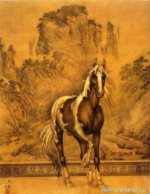 清代宫廷画家郎世宁的工笔乾隆八骏图