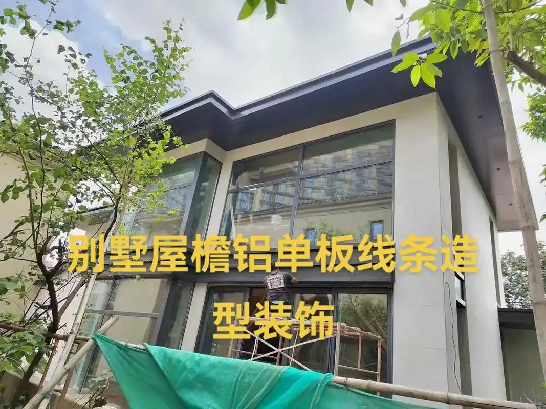 别墅屋檐铝单板线条造型装饰