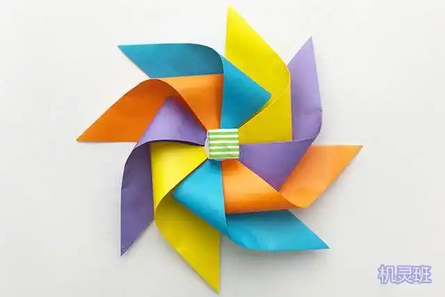 春季亲子手工自制幼儿玩具会转的纸风车最简单的做法步骤图解
