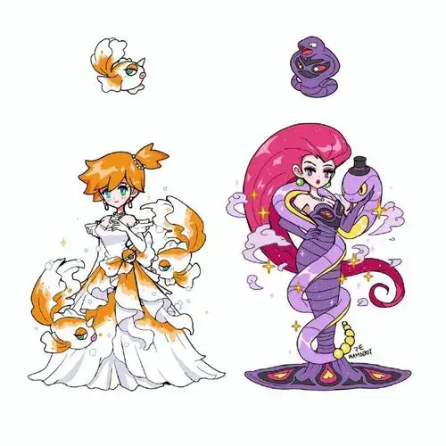 宝可梦的可爱拟人化&沙奈朵变装!    twitter:mamobot_art#宝可梦