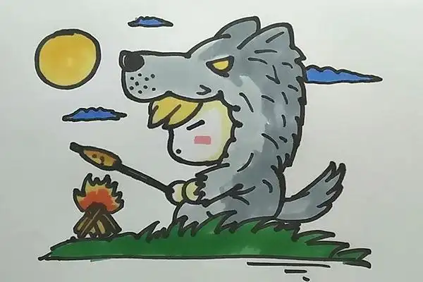 万圣节狼少年简笔画 万圣节狼少年的画法