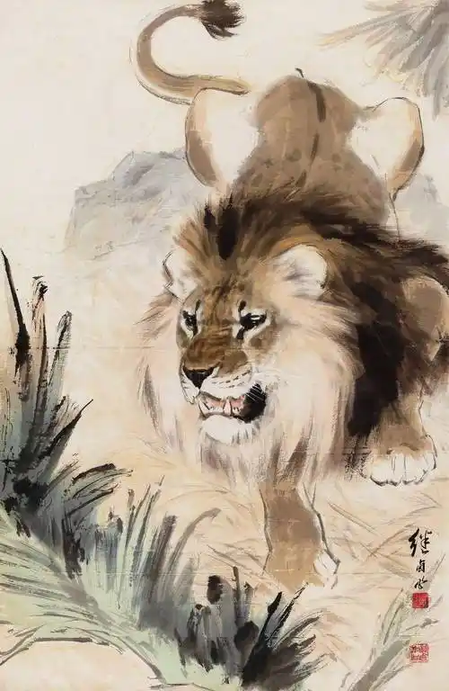 谭老师教你画国画写意狮子_头部_刘继_步骤