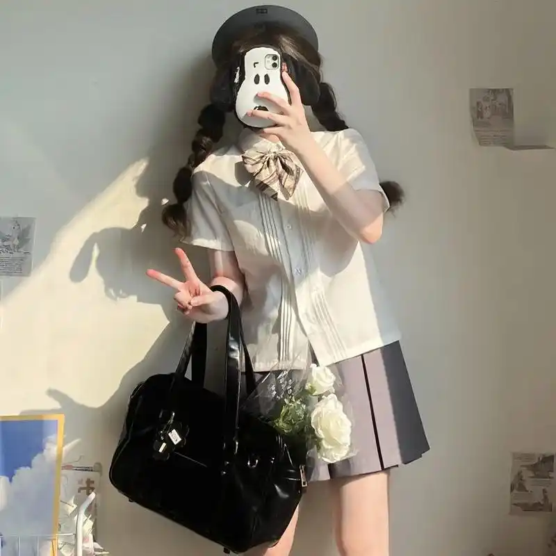 爆款超值八箱褶裙jk百褶裙制服棕色基础款绀色纯色灰半身裙日 - 抖音