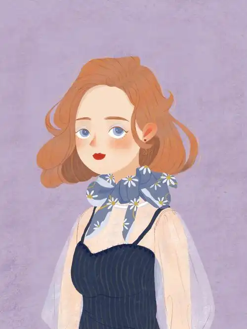 一组小清新风格的人物插画