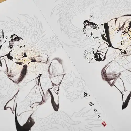 明信片金庸降龙十八掌文化武侠秘籍武功天龙八部水墨志清文化创意